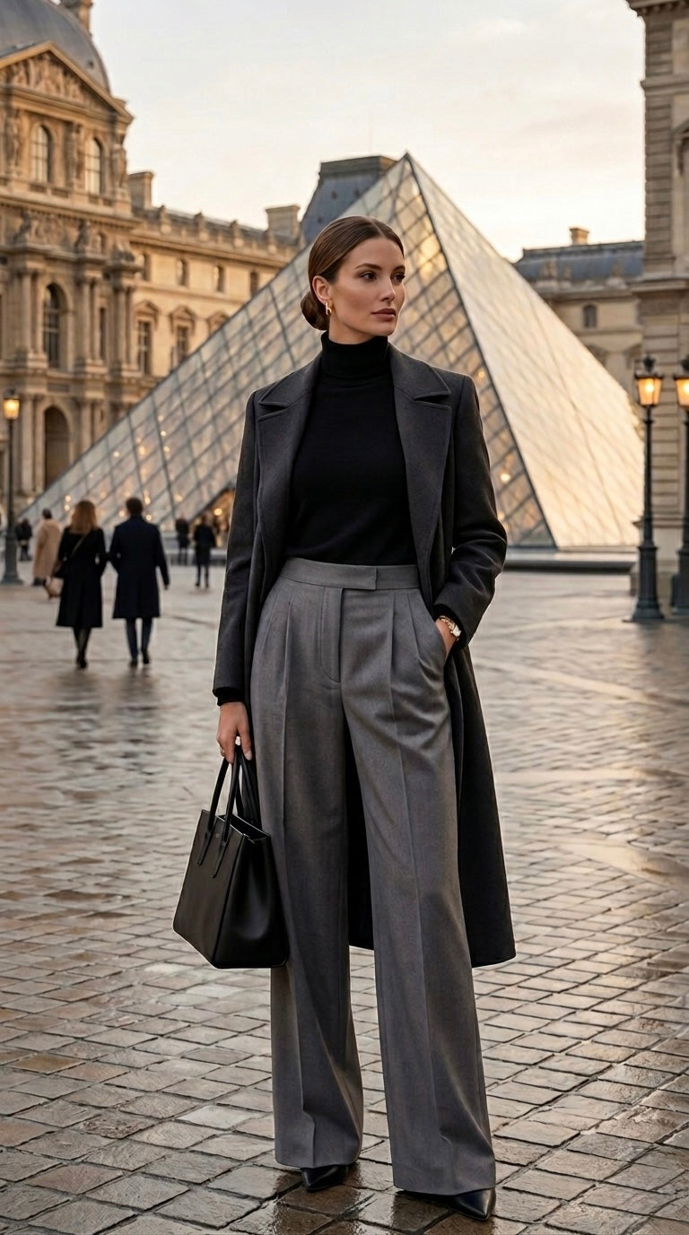 Maëron high-waist tailored trousers – front view | Maison Amévie